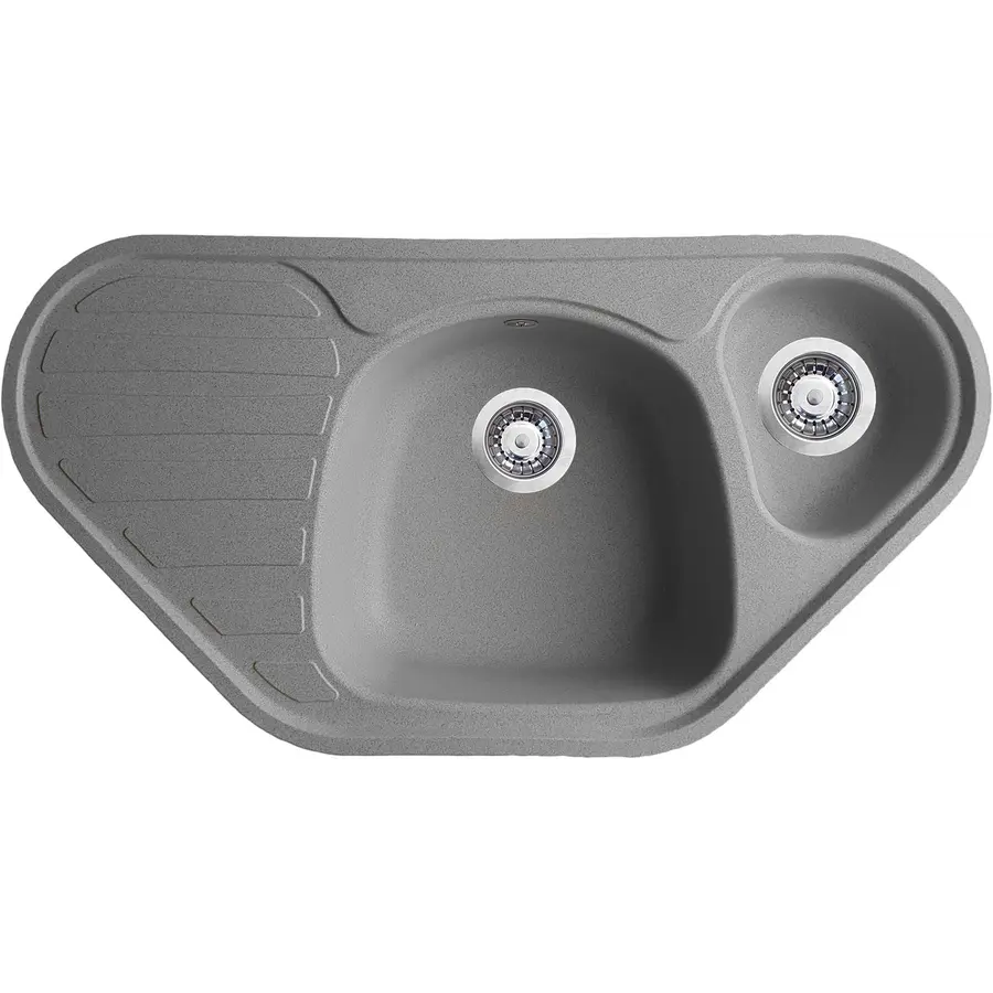 Гранитная кухонная угловая мойка Valetti Europe модель №20 бежевая 95 * 50