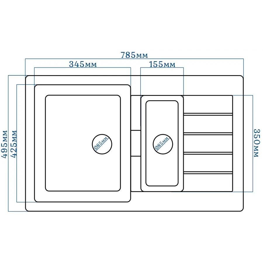 Кухонная гранитная мойка с дополнительной чашей Valetti EcoLine модель №29 бежевая