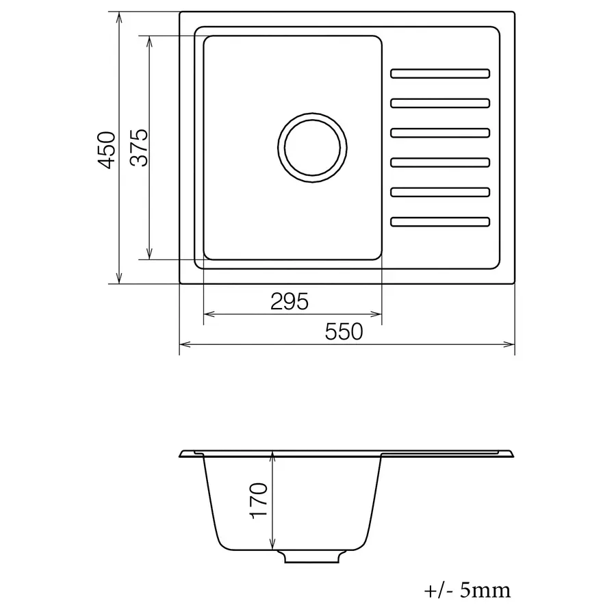 Кухонна гранітна мийка VANKOR Lira LMP 02.55 Chocolate + сифон