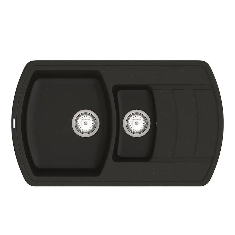 Кухонна гранітна мийка VANKOR Norton NMP 04.86 Black + сифон