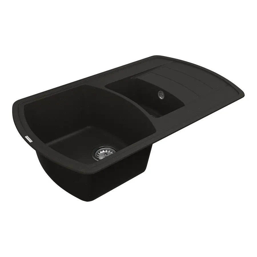 Кухонна гранітна мийка VANKOR Norton NMP 04.86 Black + сифон