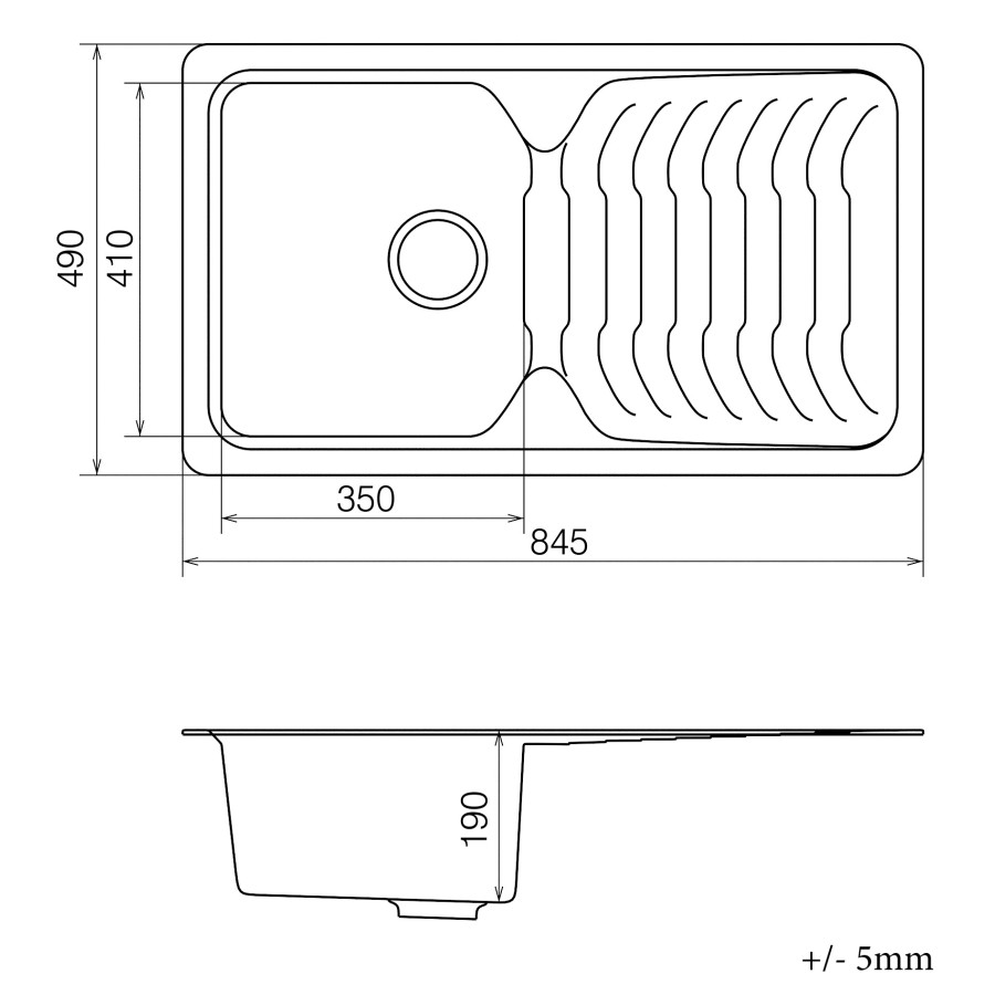 Кухонная гранитная мойка VANKOR Sigma SMP 02.85 Terra + сифон