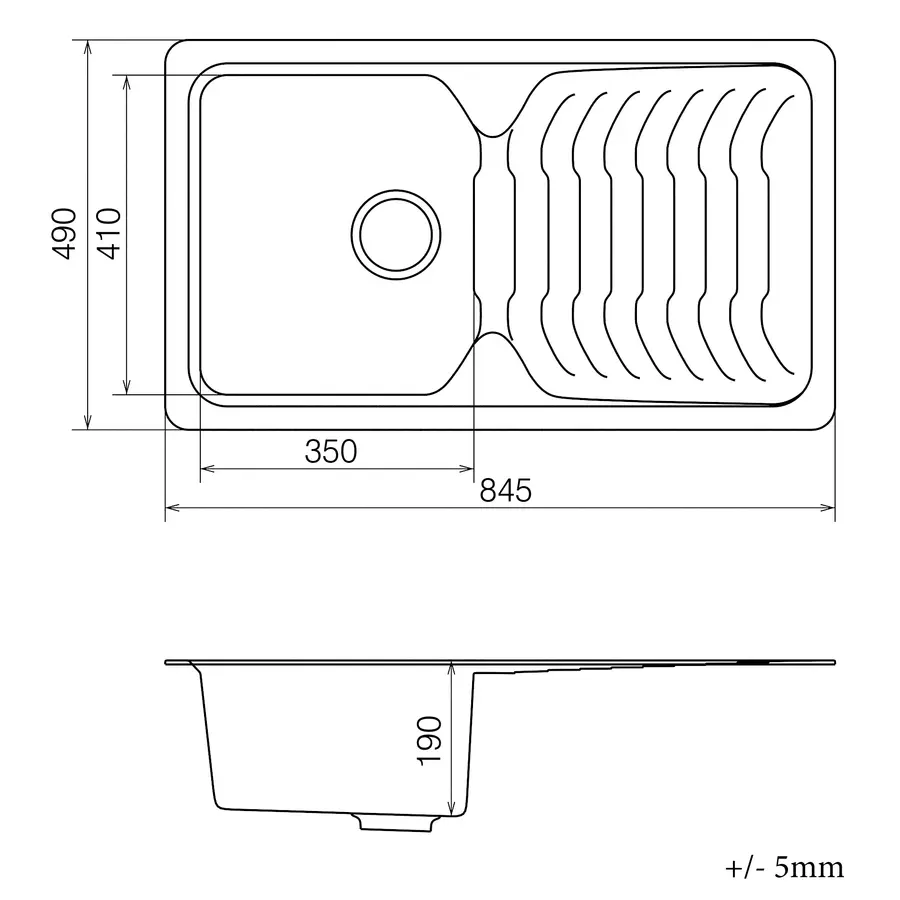 Кухонна гранітна мийка VANKOR Sigma SMP 02.85 Terra + сифон
