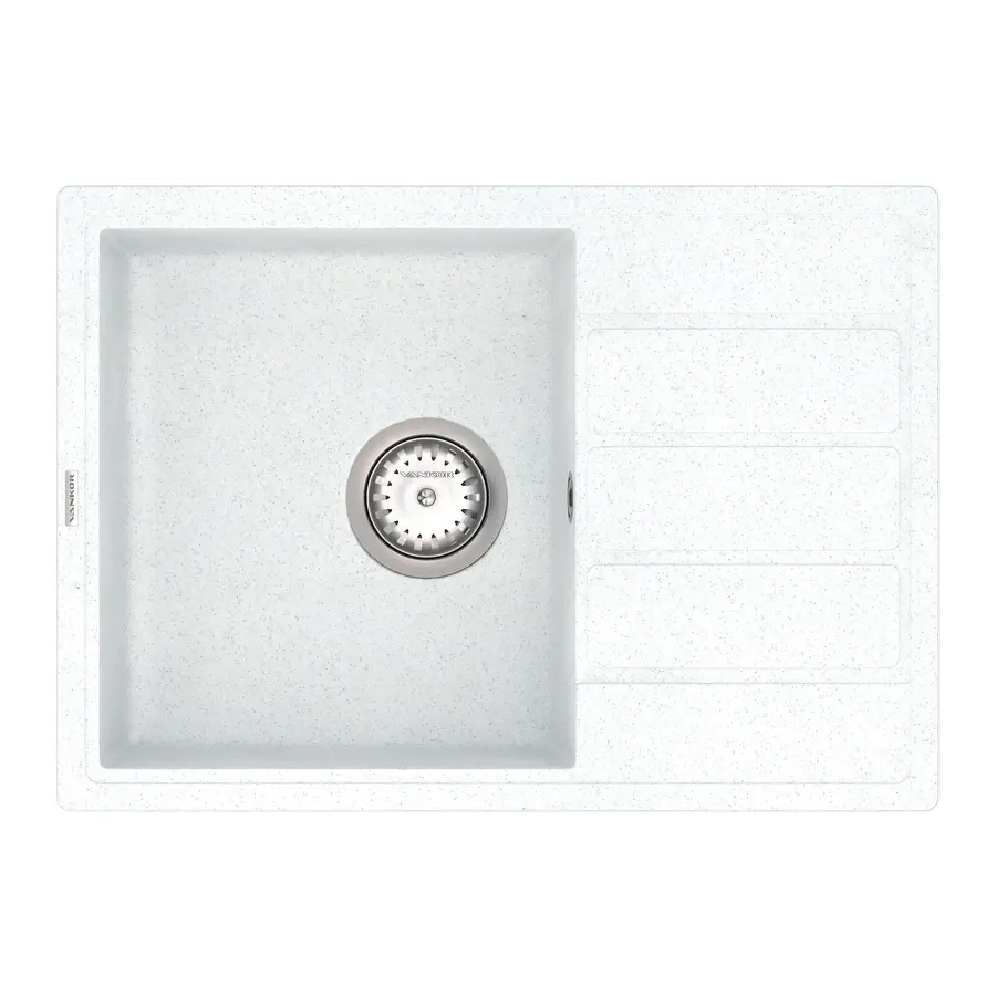 Кухонна гранітна мийка VANKOR Easy EMP 02.62 White stone + сифон