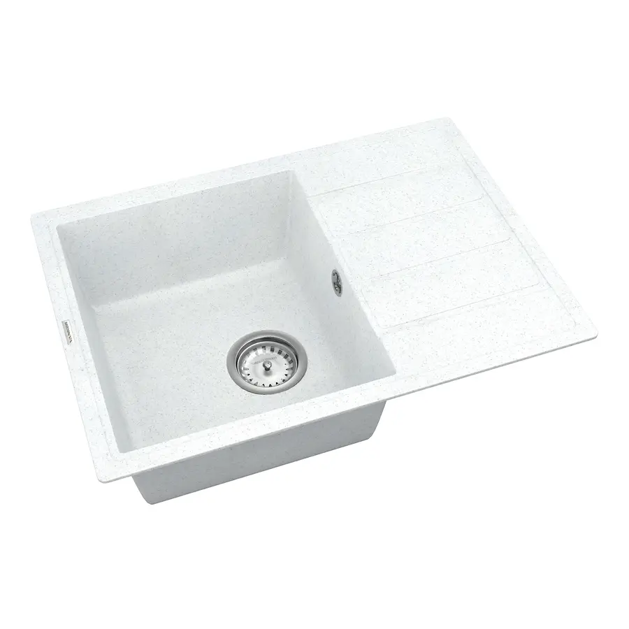 Кухонна гранітна мийка VANKOR Easy EMP 02.62 White stone + сифон
