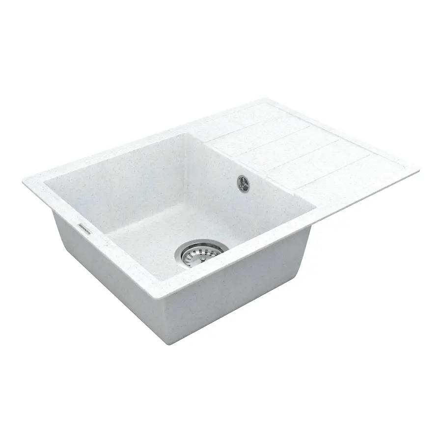 Кухонна гранітна мийка VANKOR Easy EMP 02.62 White stone + сифон