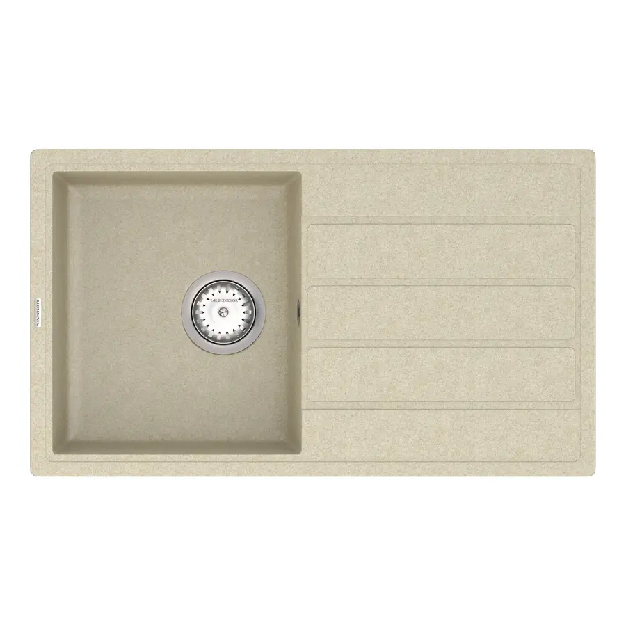 Кухонна гранітна мийка VANKOR Easy EMP 02.76 Beige + сифон