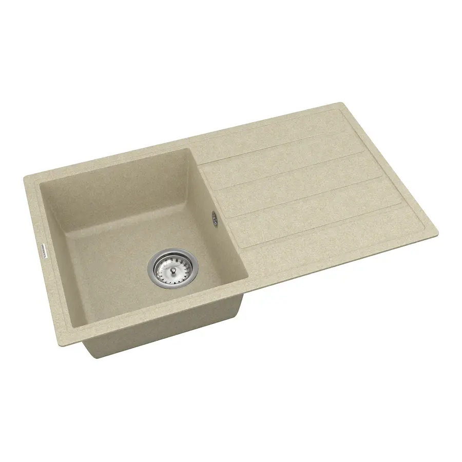 Кухонна гранітна мийка VANKOR Easy EMP 02.76 Beige + сифон