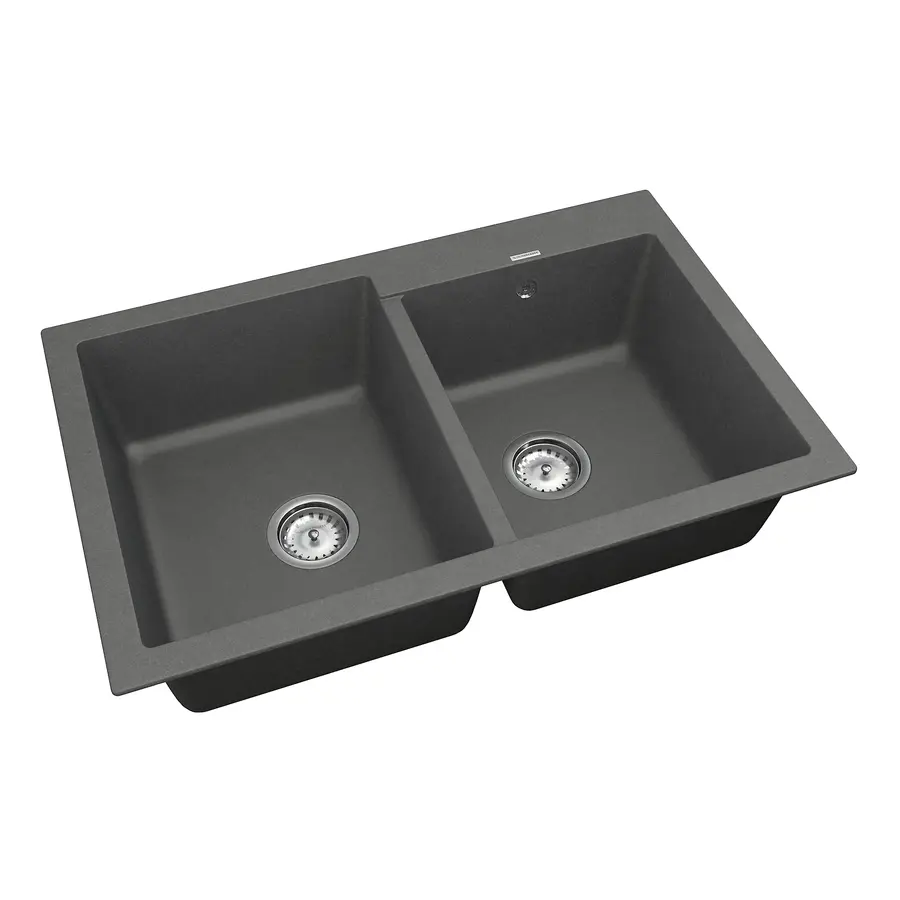 Кухонна гранітна мийка VANKOR Orman OMP 05.80 Gray + сифон