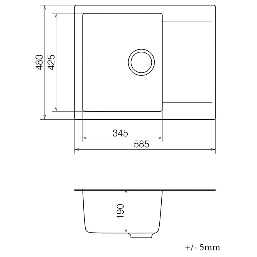 Кухонна гранітна мийка VANKOR Orman OMP 02.61 Black + сифон