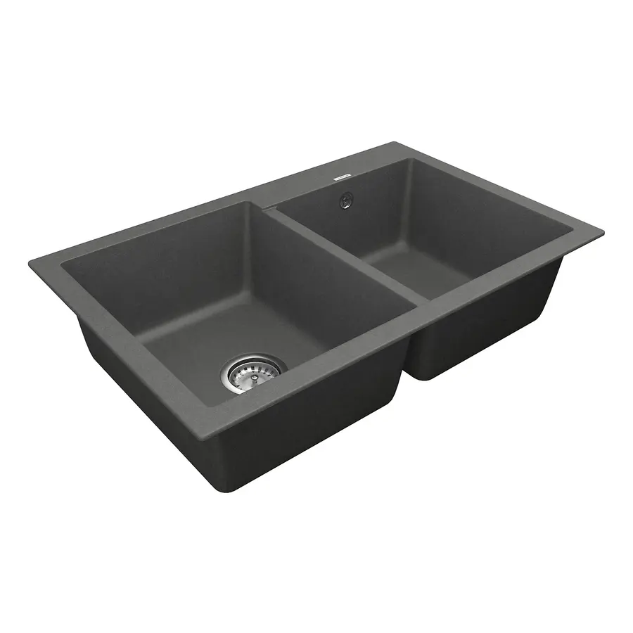 Кухонна гранітна мийка VANKOR Orman OMP 05.80 Gray + сифон