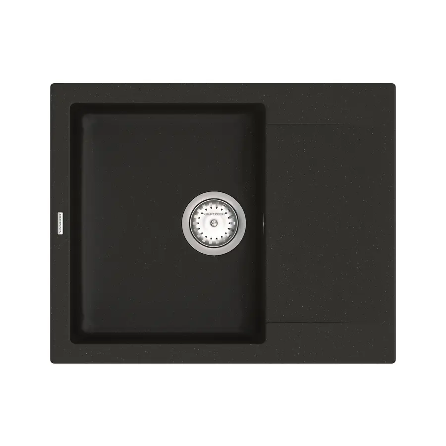 Кухонна гранітна мийка VANKOR Orman OMP 02.61 Black + сифон