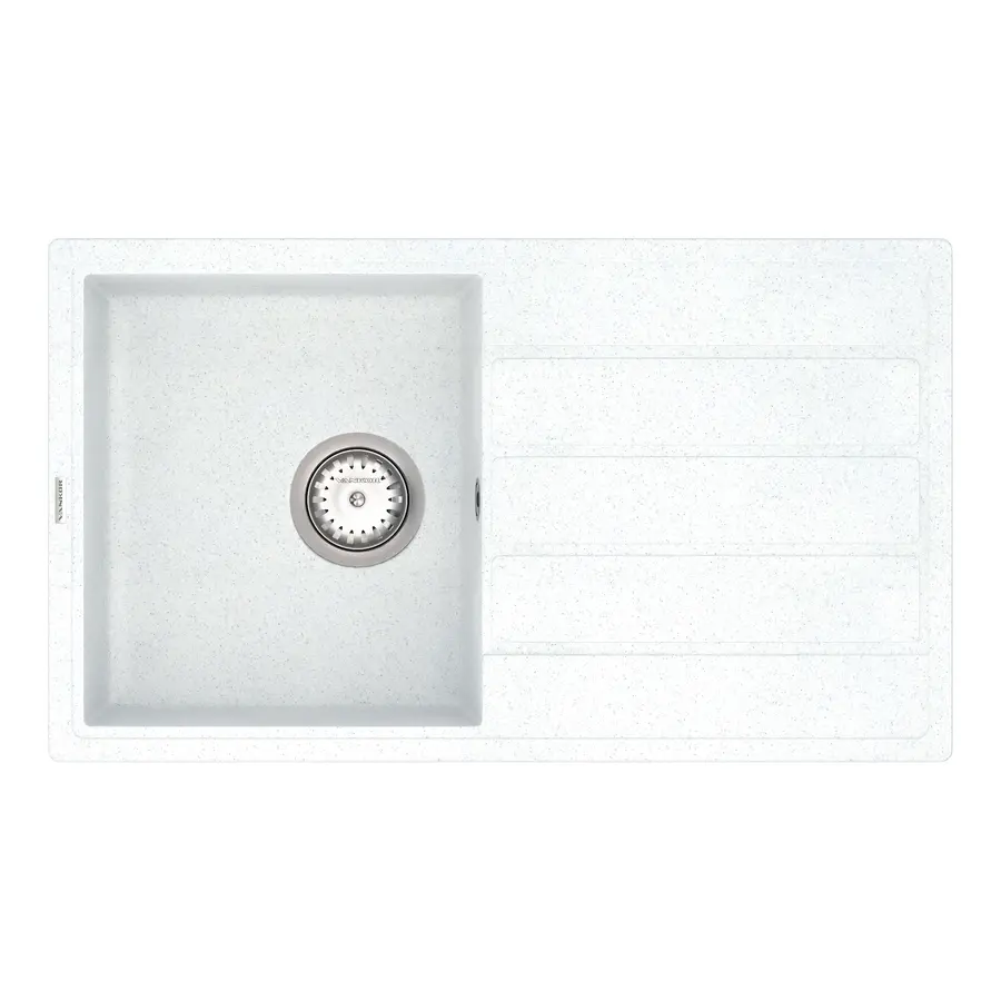 Кухонна гранітна мийка VANKOR Easy EMP 02.76 White stone + сифон