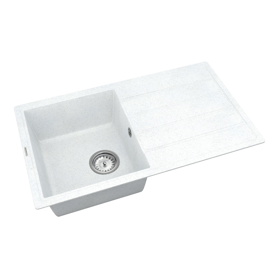 Кухонна гранітна мийка VANKOR Easy EMP 02.76 White stone + сифон