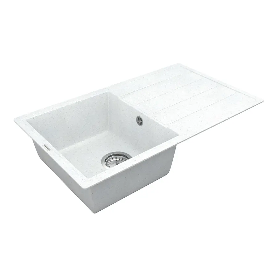 Кухонна гранітна мийка VANKOR Easy EMP 02.76 White stone + сифон