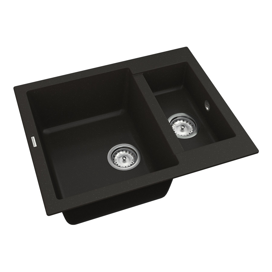 Кухонна гранітна мийка VANKOR Orman OMP 03.61 Black + сифон