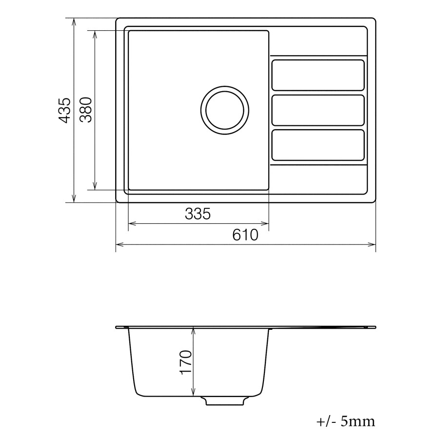 Кухонная гранитная мойка VANKOR Easy EMP 02.62 Black + сифон