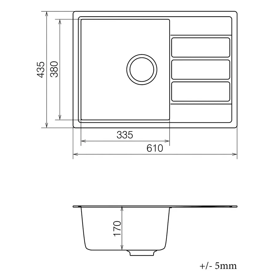 Кухонная гранитная мойка VANKOR Easy EMP 02.62 Black + сифон