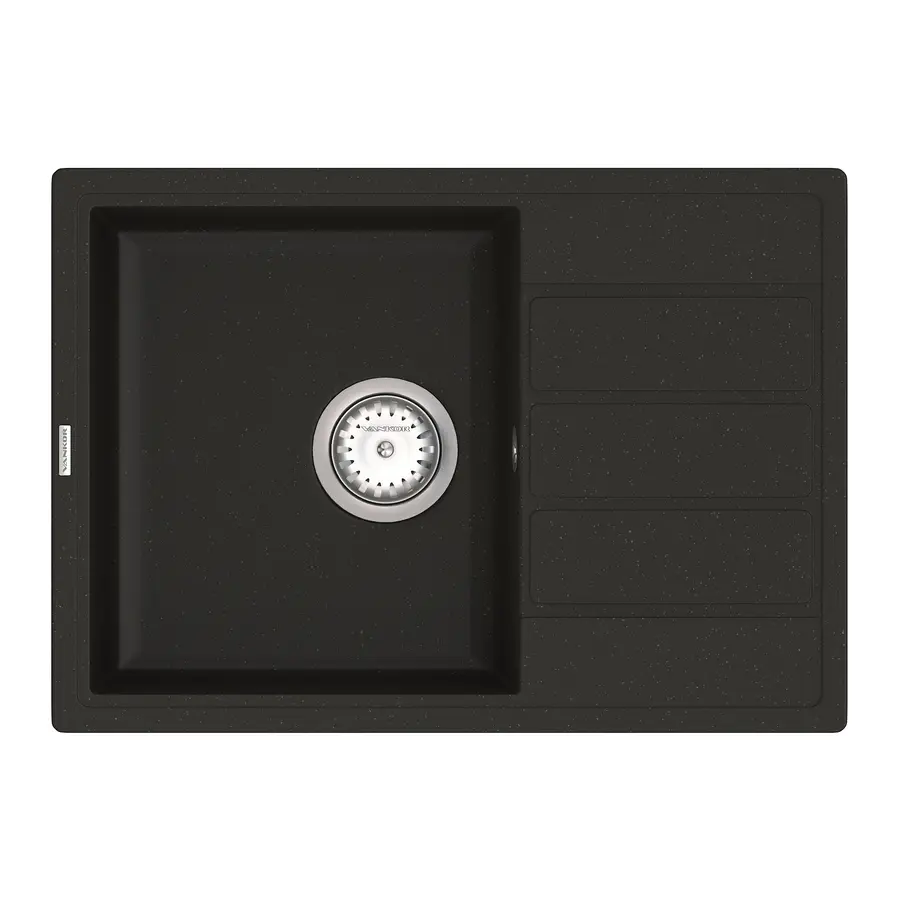 Кухонная гранитная мойка VANKOR Easy EMP 02.62 Black + сифон