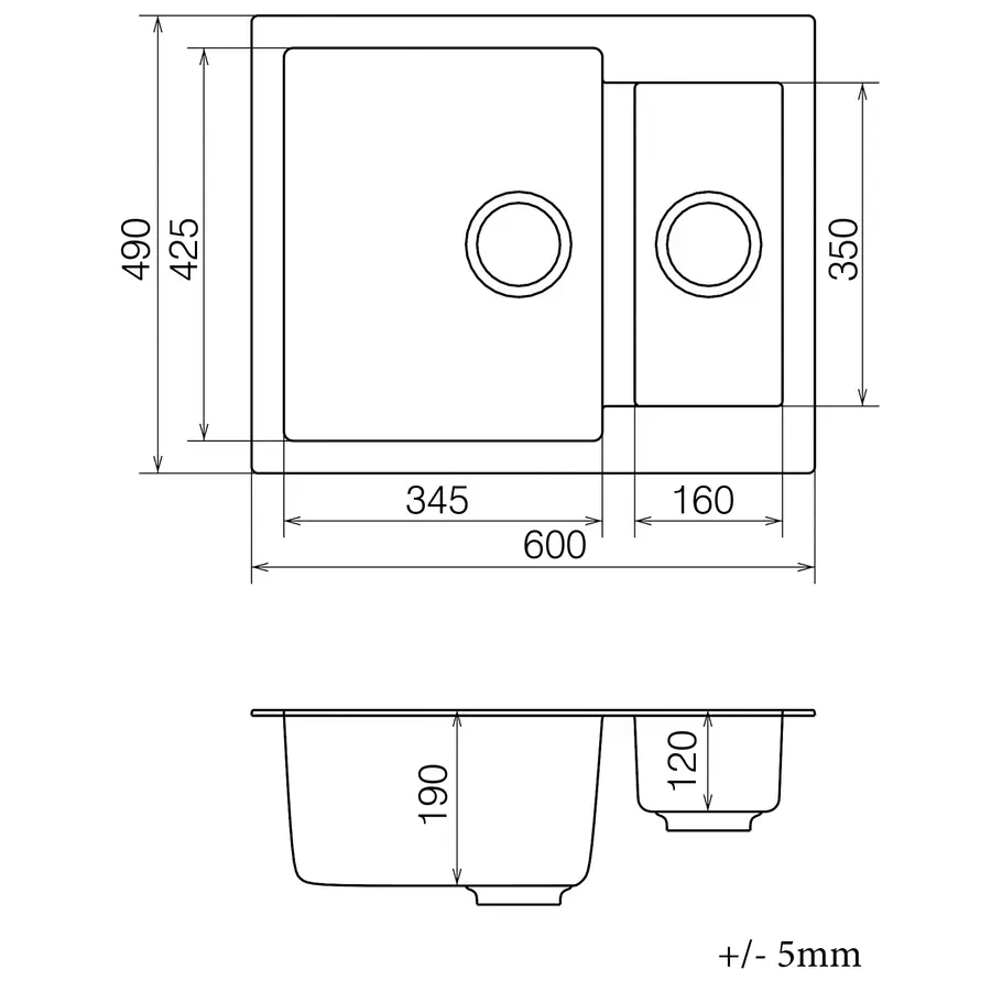 Кухонна гранітна мийка VANKOR Orman OMP 03.61 Black + сифон
