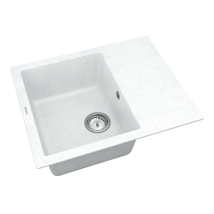 Кухонна гранітна мийка VANKOR Orman OMP 02.61 White stone + сифон