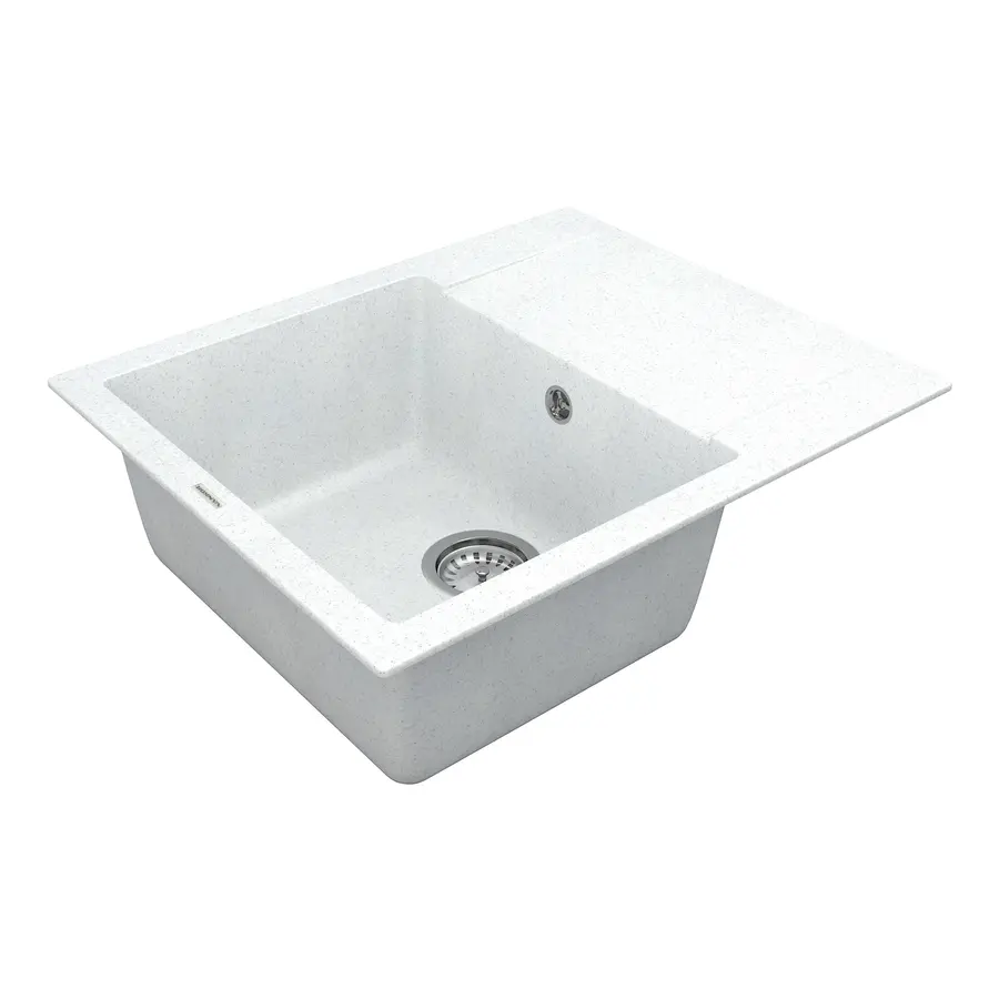 Кухонна гранітна мийка VANKOR Orman OMP 02.61 White stone + сифон