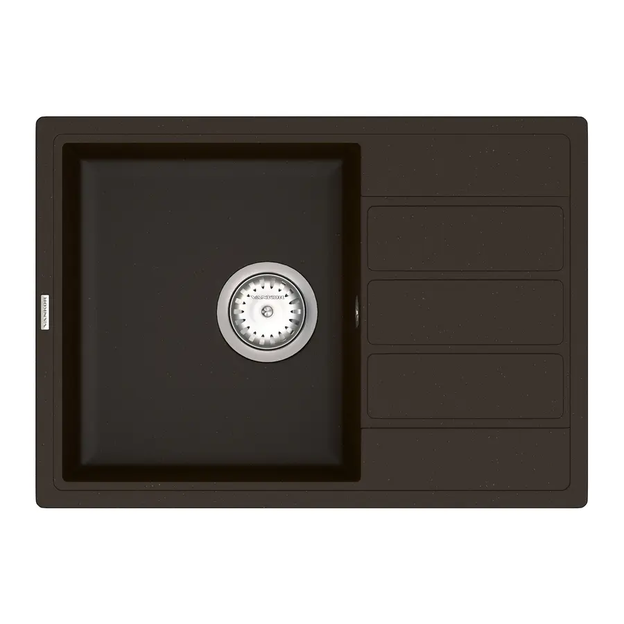 Кухонна гранітна мийка VANKOR Easy EMP 02.62 Chocolate + сифон