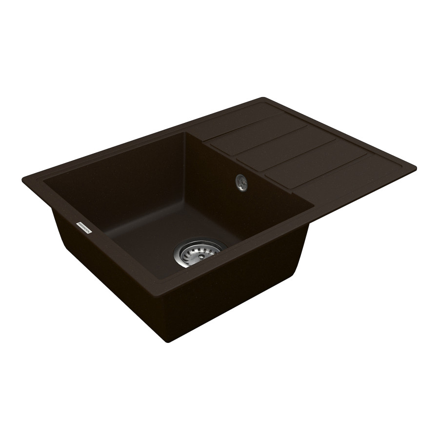 Кухонна гранітна мийка VANKOR Easy EMP 02.62 Chocolate + сифон