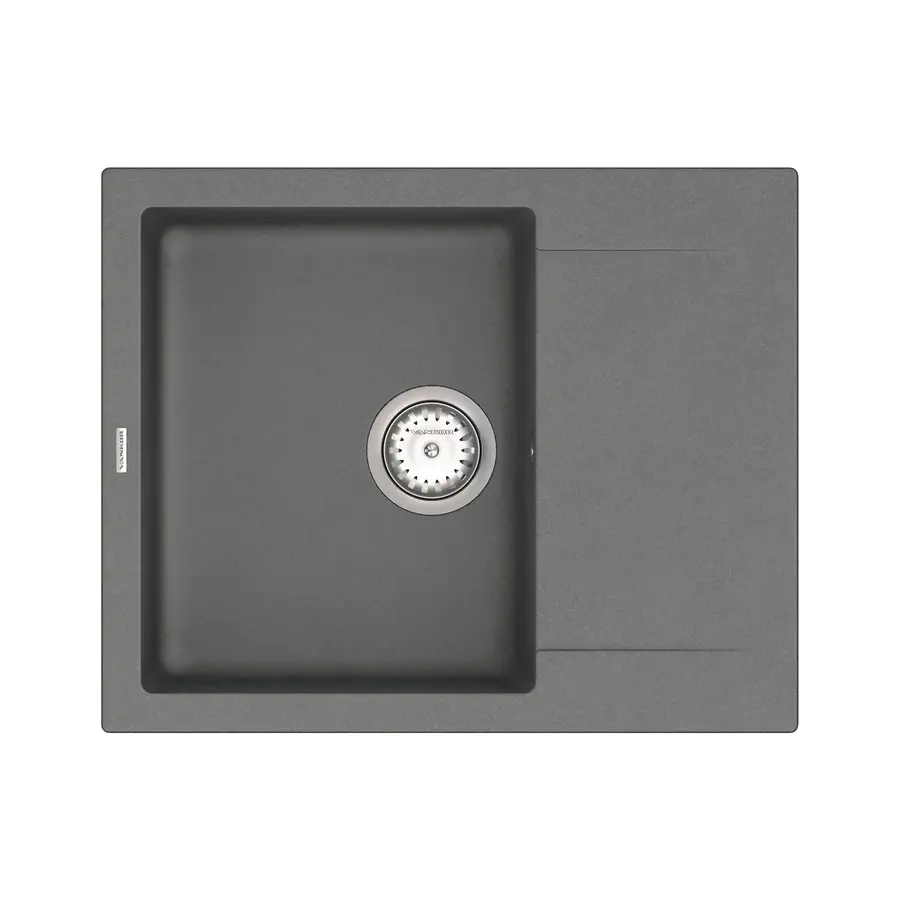 Кухонная гранитная мойка VANKOR Orman OMP 02.61 Gray + сифон