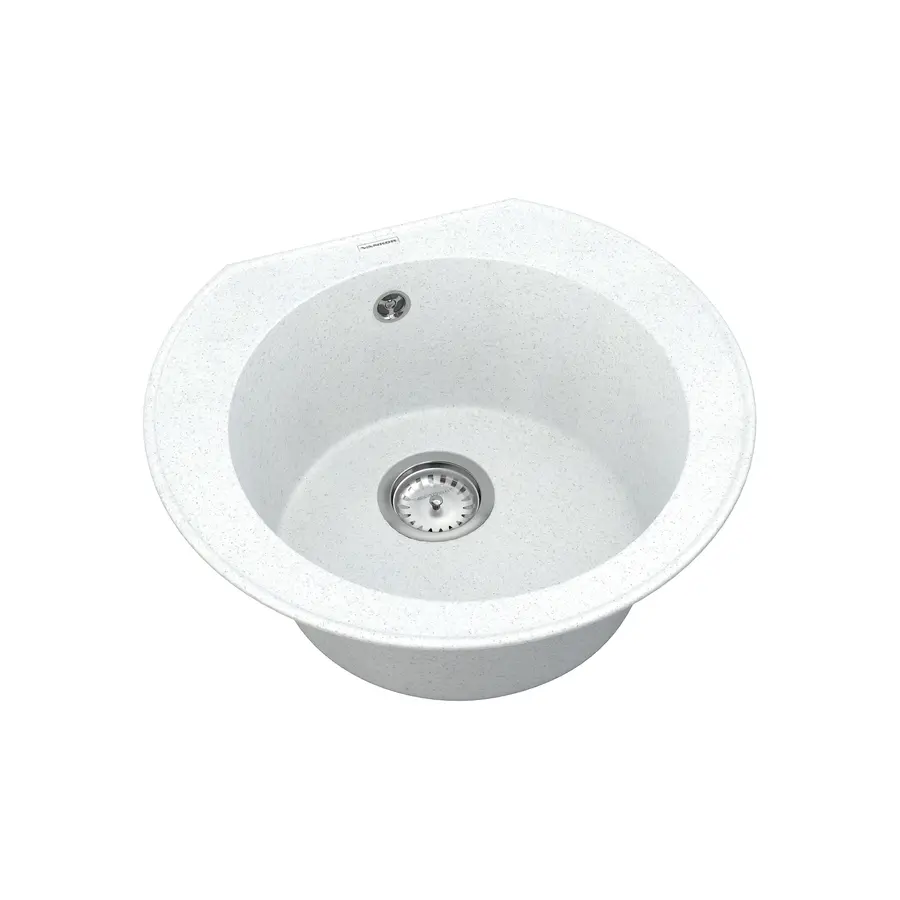 Кухонная гранитная мойка VANKOR Kres KMR 01.52 White stone + сифон