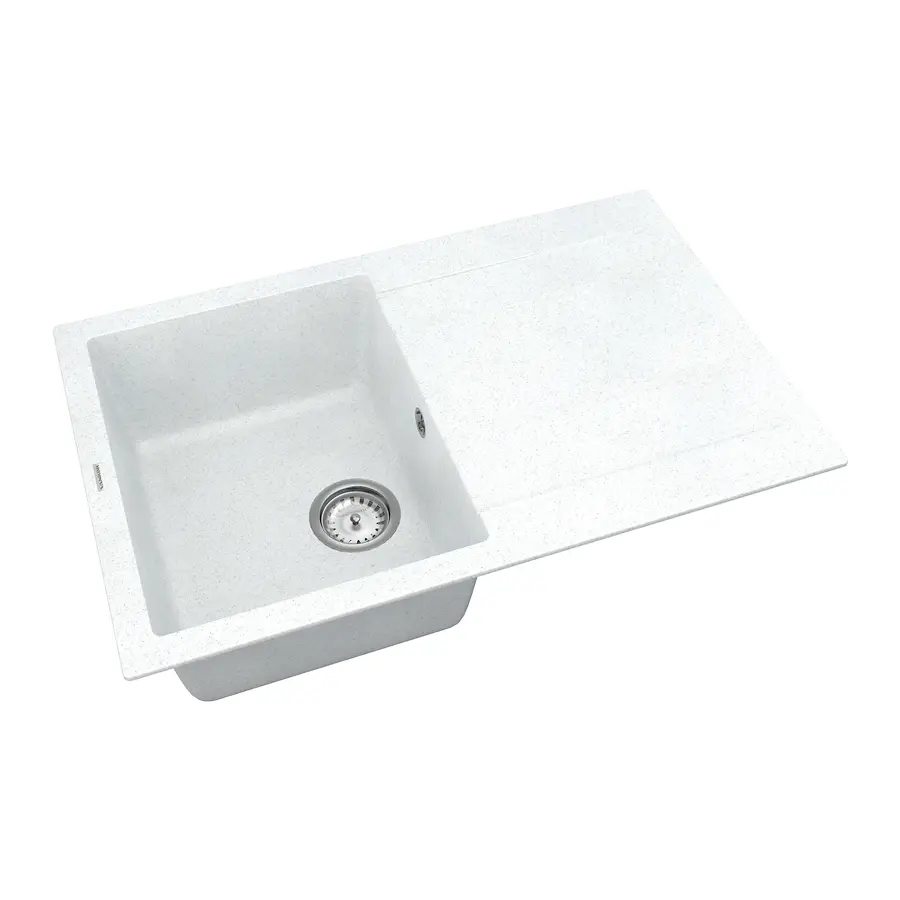 Кухонна гранітна мийка VANKOR Orman OMP 02.78 White stone + сифон