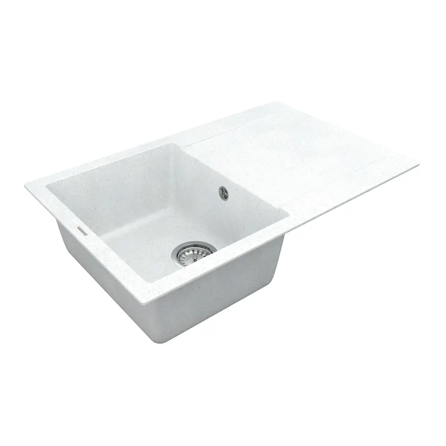 Кухонна гранітна мийка VANKOR Orman OMP 02.78 White stone + сифон