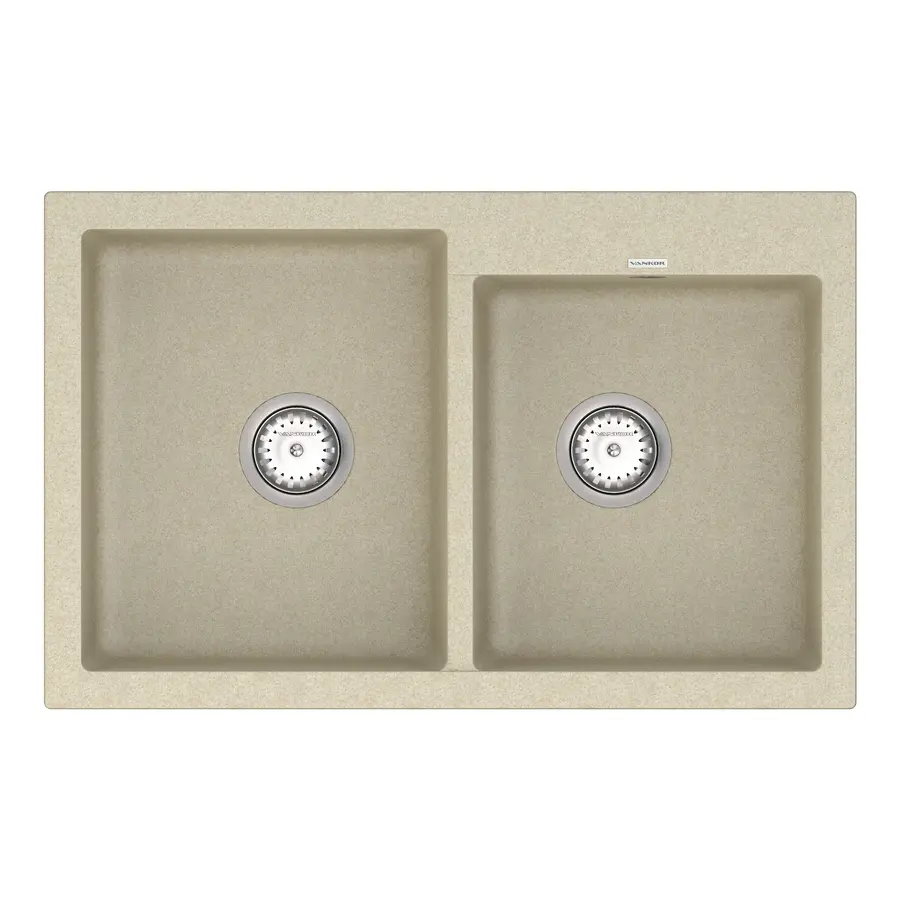 Кухонна гранітна мийка VANKOR Orman OMP 05.80 Beige + сифон