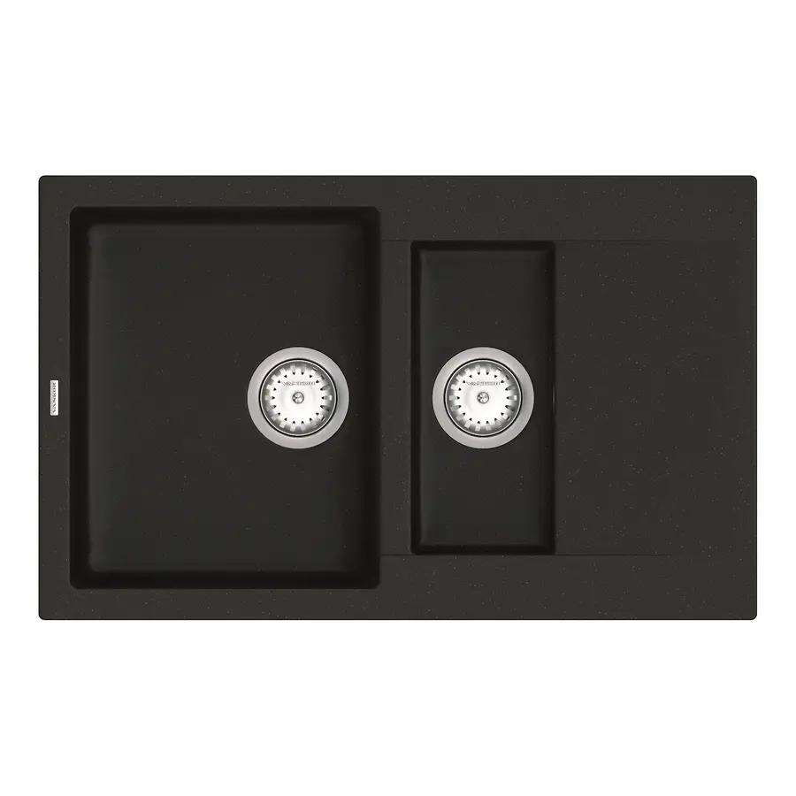 Кухонна гранітна мийка VANKOR Orman OMP 04.80 Black + сифон