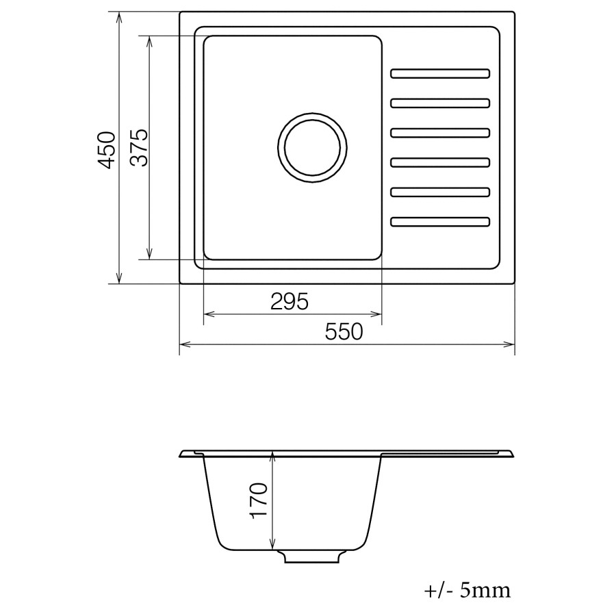 Кухонная гранитная мойка VANKOR Lira LMP 02.55 Safari + сифон