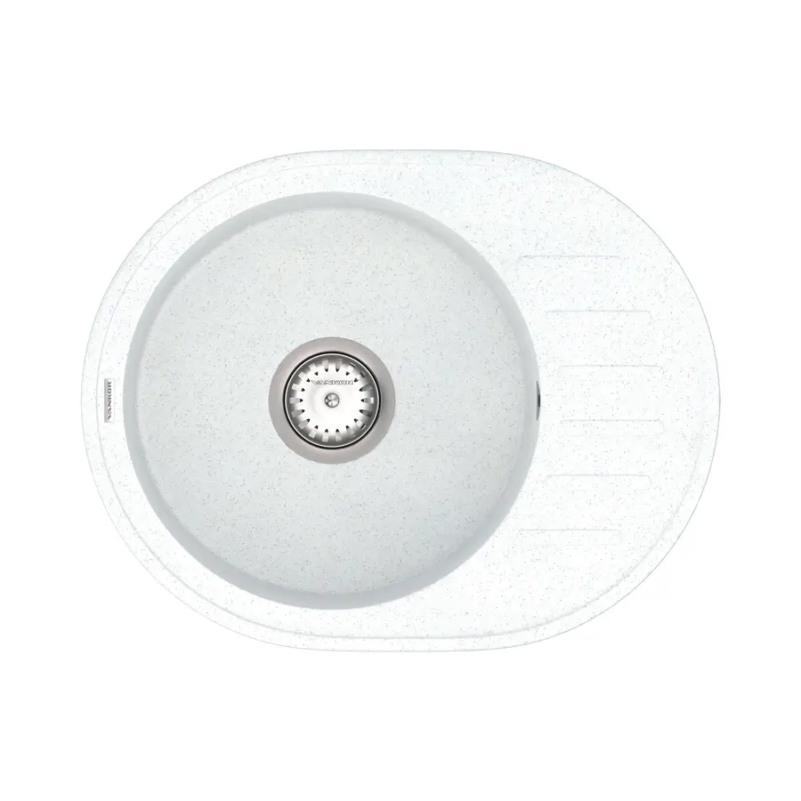 Кухонна гранітна мийка VANKOR Lira LMO 02.57 White stone + сифон