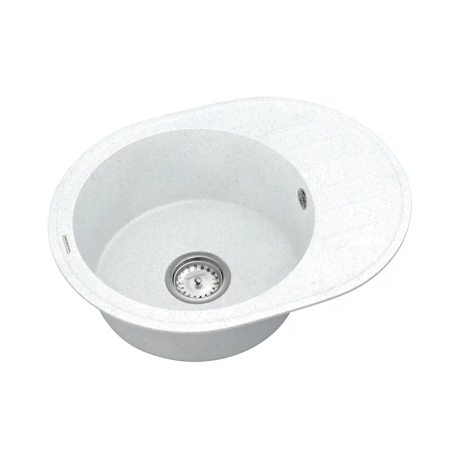 Кухонна гранітна мийка VANKOR Lira LMO 02.57 White stone + сифон