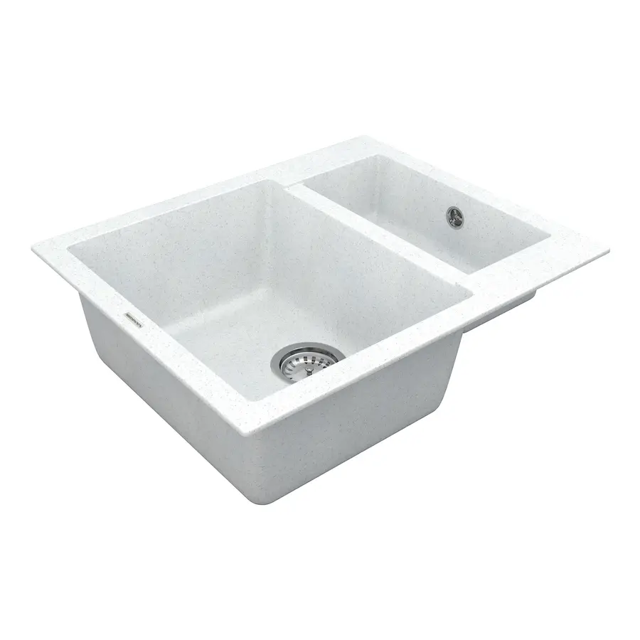 Кухонна гранітна мийка VANKOR Orman OMP 03.61 White stone + сифон