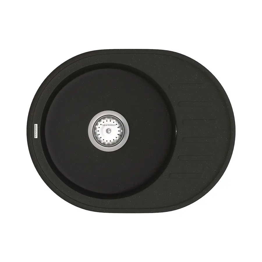 Кухонна гранітна мийка VANKOR Lira LMO 02.57 Black + сифон