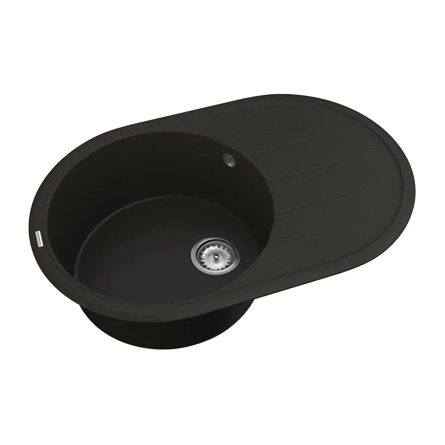 Кухонна гранітна мийка VANKOR Sity SMO 02.78 Black + сифон