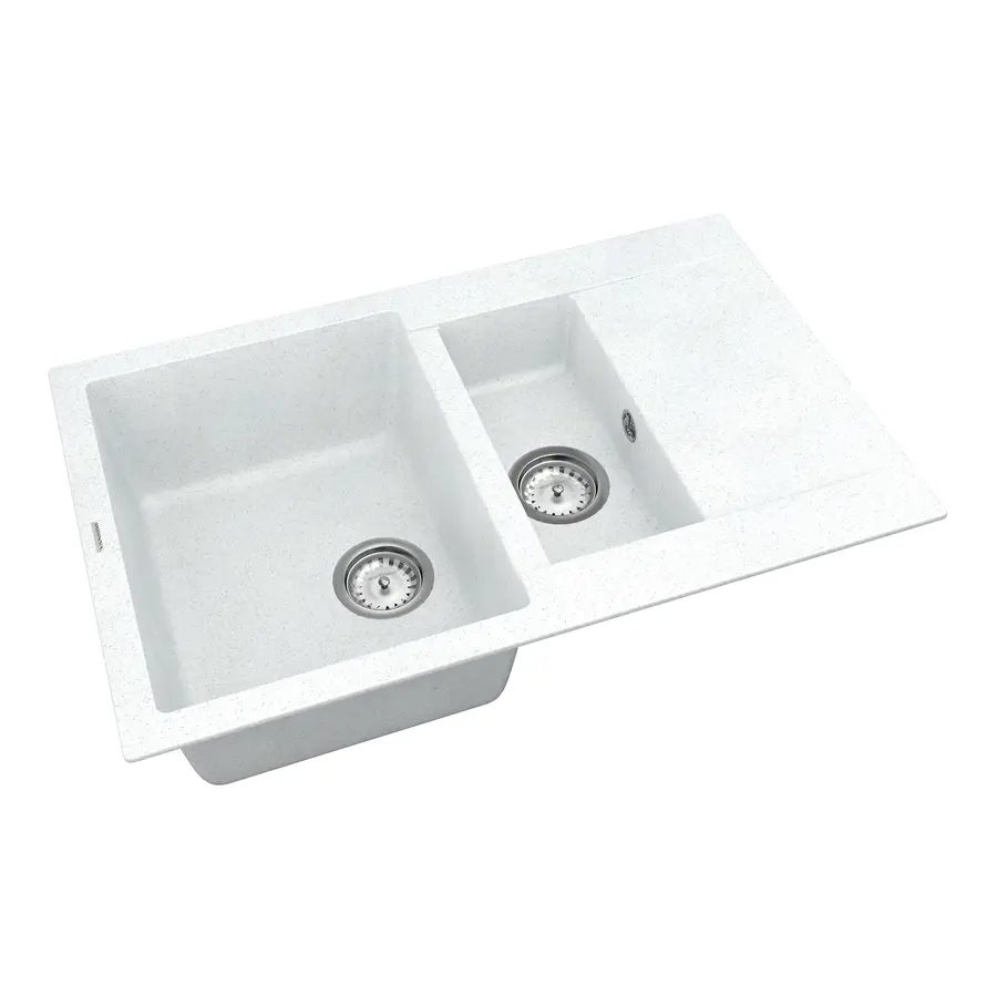 Кухонна гранітна мийка VANKOR Orman OMP 04.80 White stone + сифон