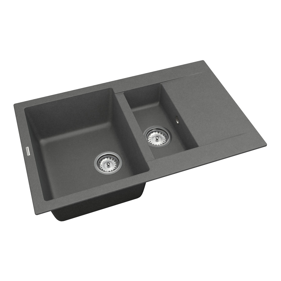 Кухонна гранітна мийка VANKOR Orman OMP 04.80 Gray + сифон