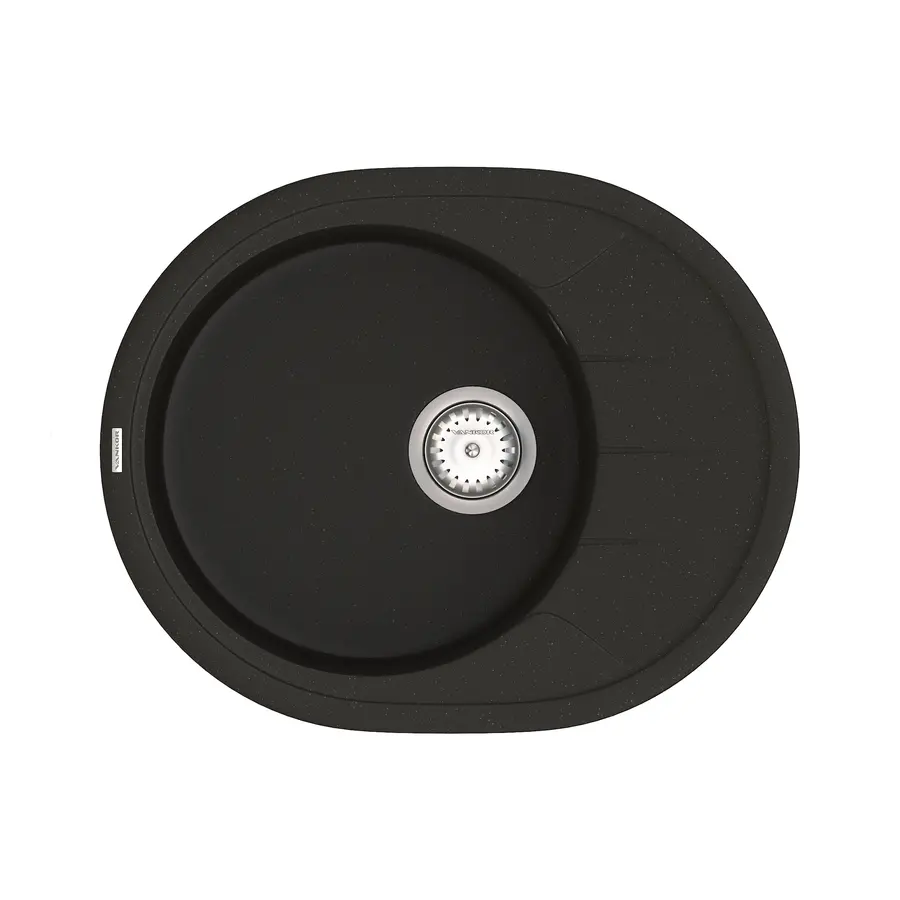 Кухонна гранітна мийка VANKOR Sity SMO 02.61 Black + сифон