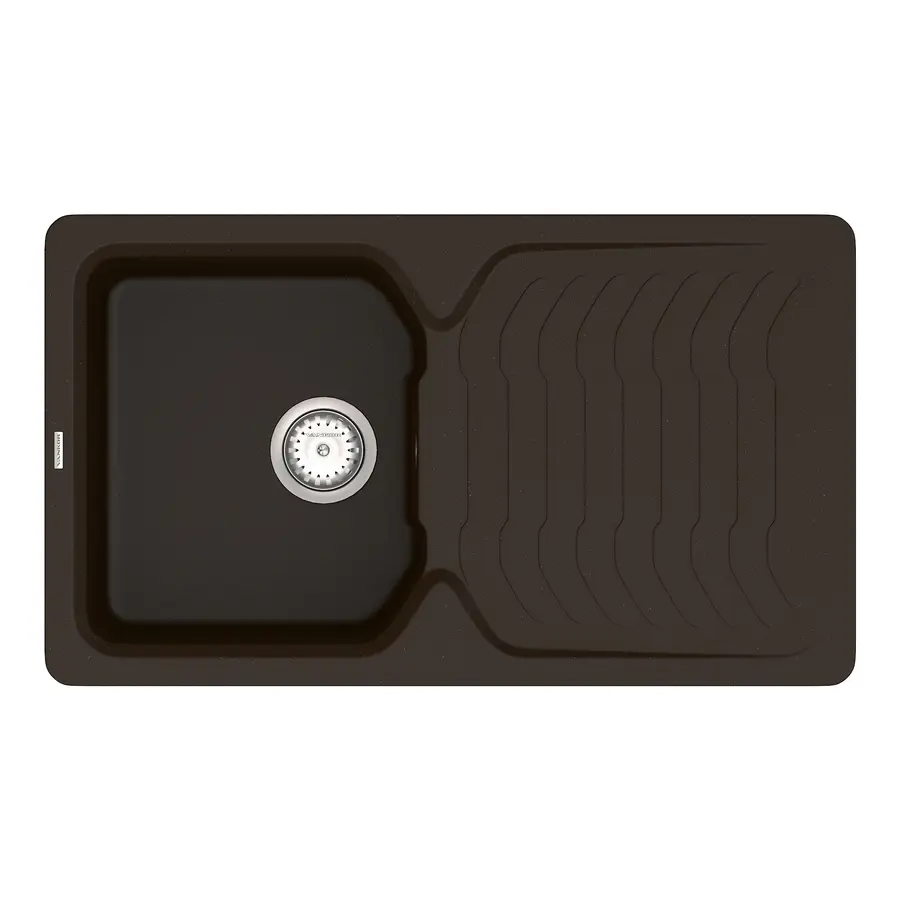 Кухонна гранітна мийка VANKOR Sigma SMP 02.85 Chocolate + сифон