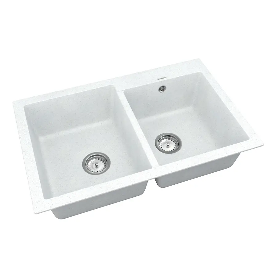 Кухонна гранітна мийка VANKOR Orman OMP 05.80 White stone + сифон