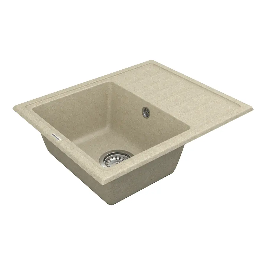 Кухонна гранітна мийка VANKOR Lira LMP 02.55 Beige + сифон