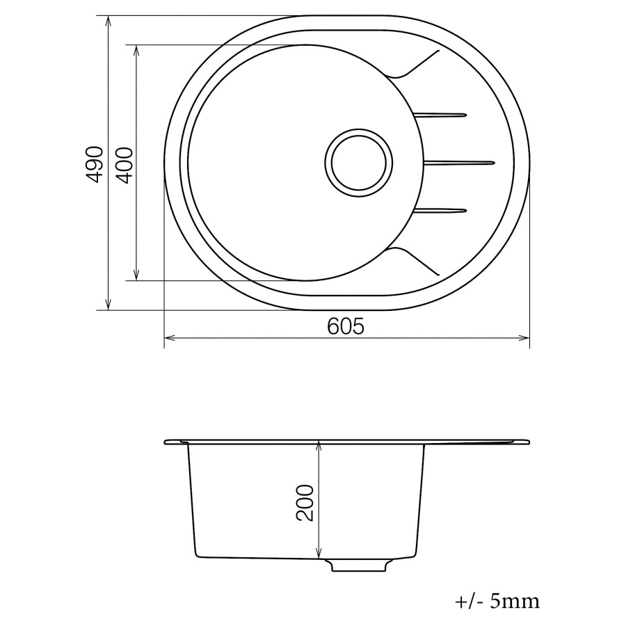 Кухонная гранитная мойка VANKOR Sity SMO 02.61 Terra + сифон