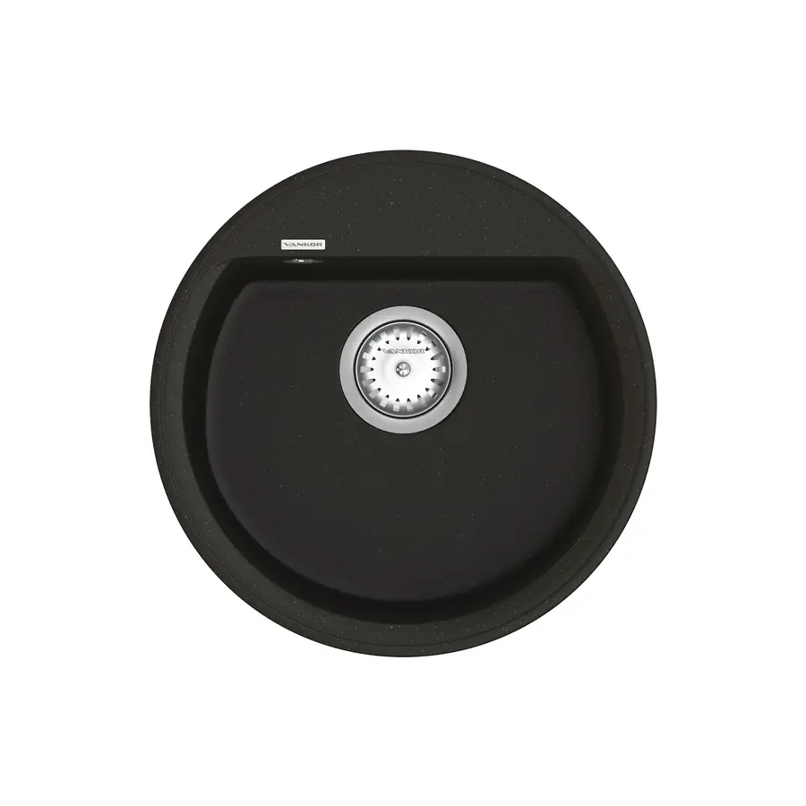 Кухонная гранитная мойка VANKOR Easy EMR 01.45 Black + сифон