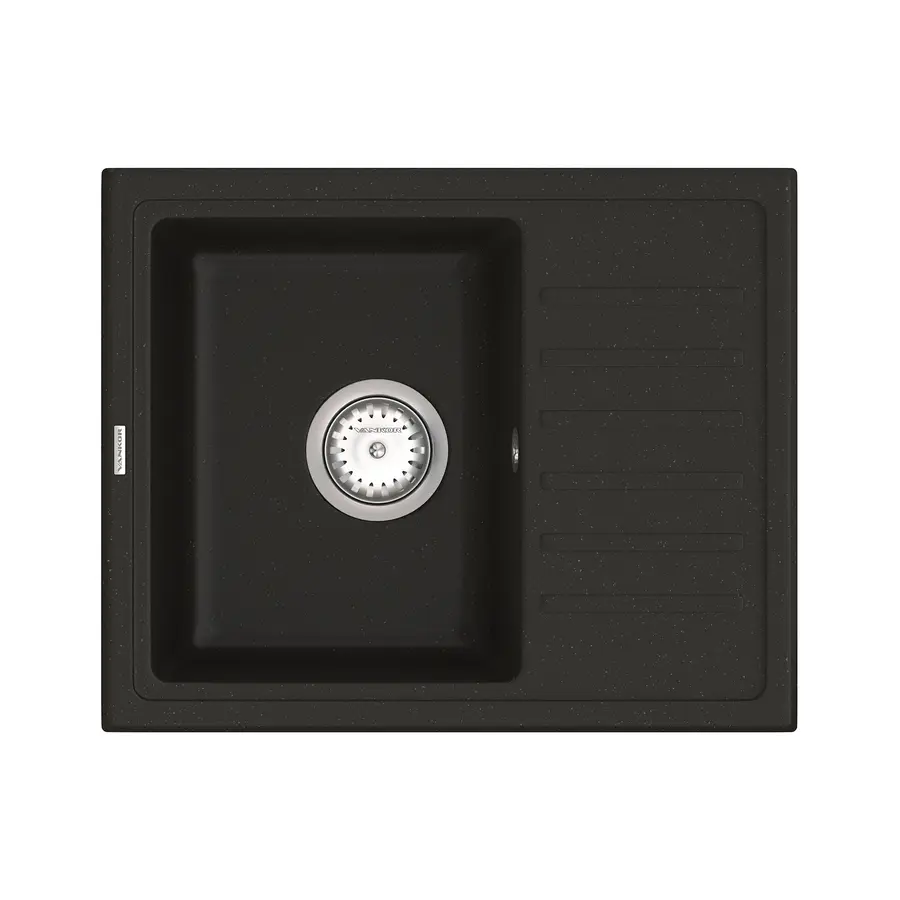 Кухонна гранітна мийка VANKOR Lira LMP 02.55 Black + сифон