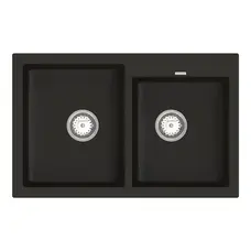 Кухонна гранітна мийка VANKOR Orman OMP 05.80 Black + сифон